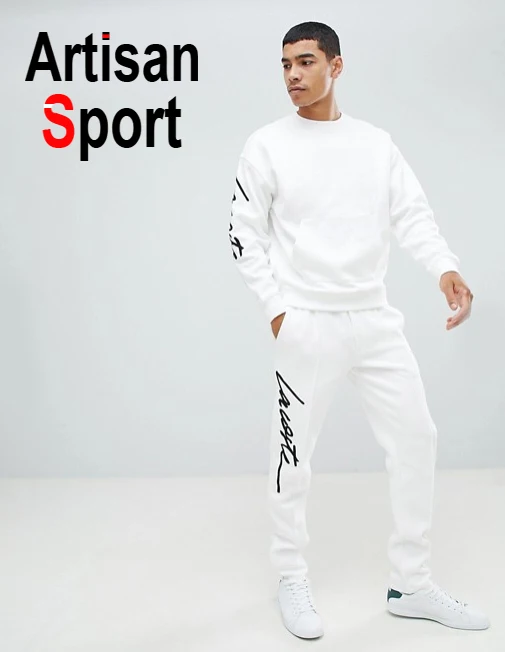 
Factory connection OEM Custom mens sweatpants jogger pants embroider/Print Logo blank white fleece men pants two piece sets 