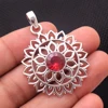 Round flower moonstone ruby sapphire morganite larimar opal handmade gemstone pendant 925 sterling silver jewelry silver pendant
