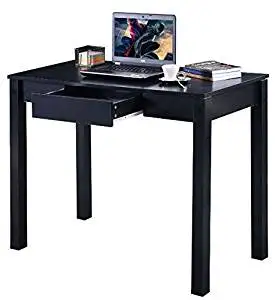 K&A Company Writing Computer Desk Table Home Office Laptop Furniture Workstation Side Storage Drawer Modern Folding Study Desk Drawer Black