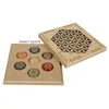 Seven Chakra Stones Reiki Healing Crystal With Engraved Box Symbols Stone Set of 7 With Wooden Box Laser Cut Birch Plywood