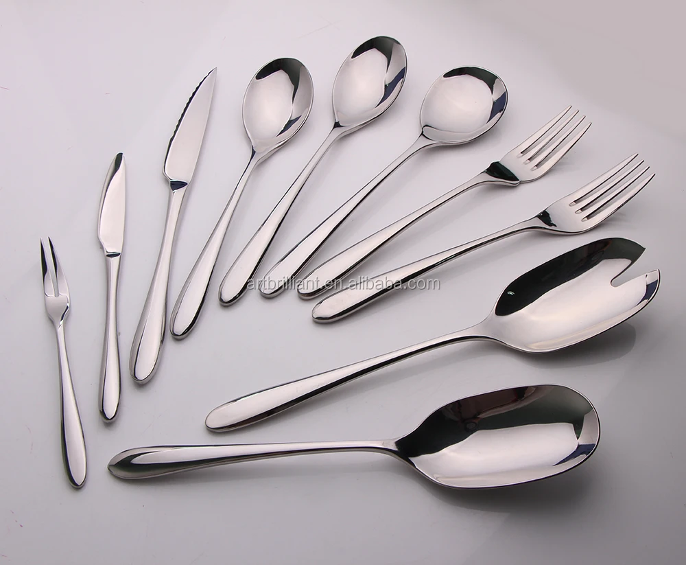 Hotel Restaurant Serving Cutlery Set 10pc Silver Stainless Steel