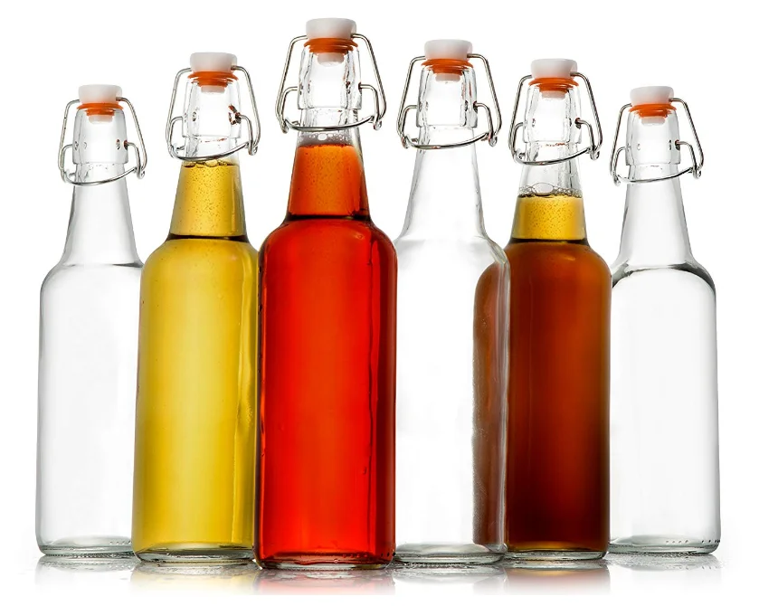 16 Oz Clear Glass Grolschstyle Beer Brewing Fermenting Bottles With