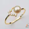 9K, 14K, 18K Gold Freshwater Pearl & CZ Solid gold Ring