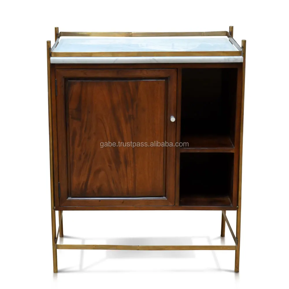 Mini Bar De Gabinete Con Muebles De Madera De Caoba Superior De Mármol