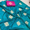 Highly Demanded Sana Silk saree With Beautiful Peacock embroidery Work Saree on Sale