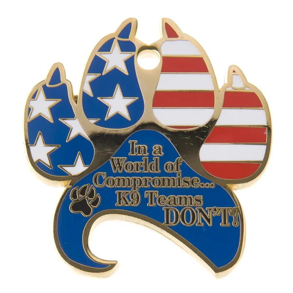 item: american flag dog's paw bottle opener challenge coin