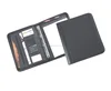 Black conference leather file folder ring binder / zipper executive ring binder with credit card holders