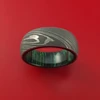 CUSTOM HANDMADE DAMASCUS STEEL GREEN WOOD SLEEVE RINGS
