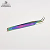 Eyelash Extension Tweezers Extra Strong Curved 12 cm Multi Plasma Finish Tail View