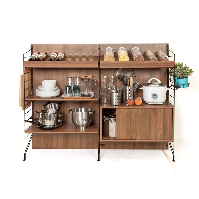 Ezbo Kitchen Furniture Adjustable Wine Storage Shelf Wooden 4 Feet