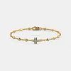 Fine Jewelry 18 Kt Real Solid Yellow Gold Jesus Christ Cross Cubic Zirconia Ladies Bracelet Bangle