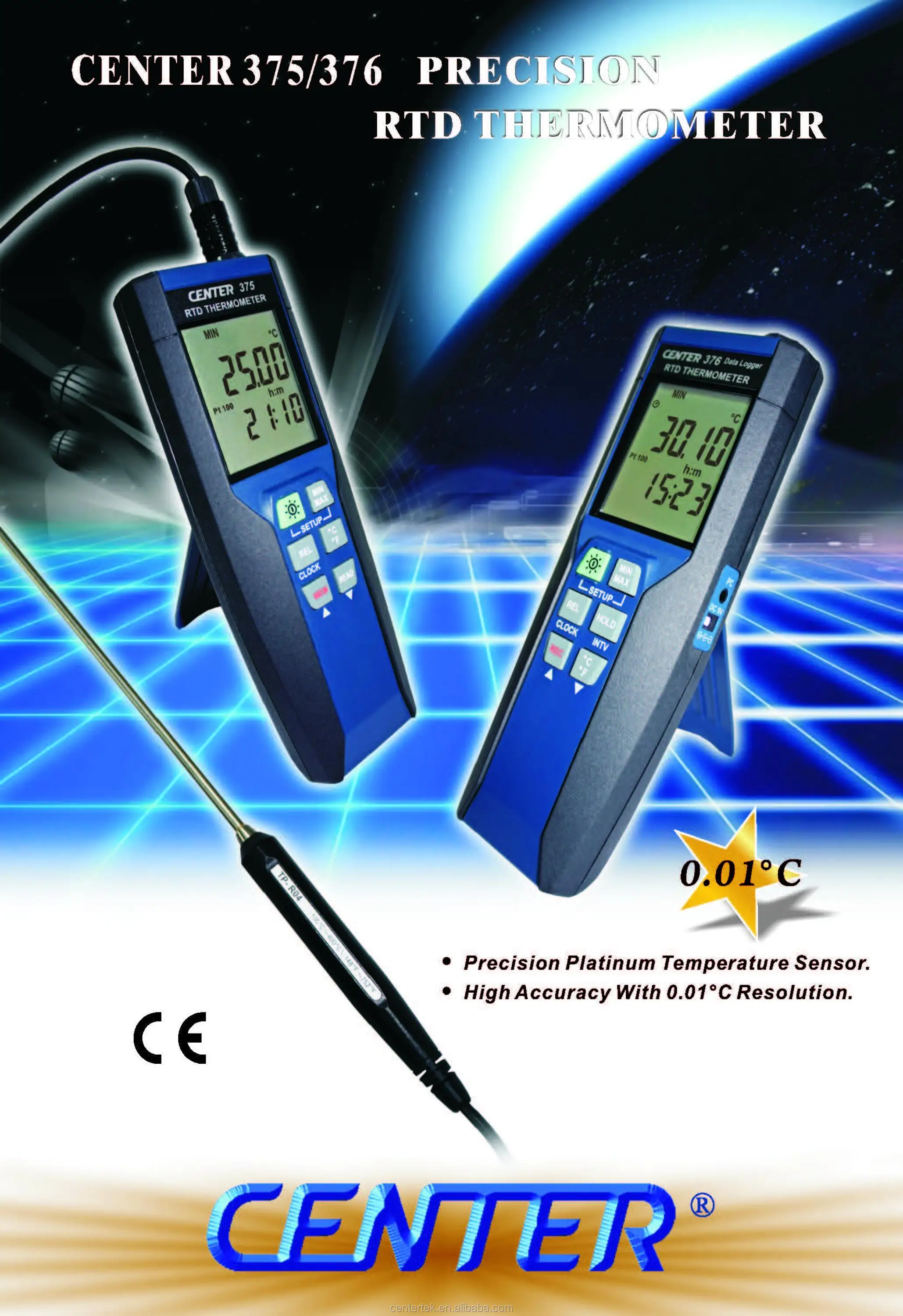 PRECISION DATA LOGGER RTD THERMOMETER, Pt100 Platinum Resistance ...