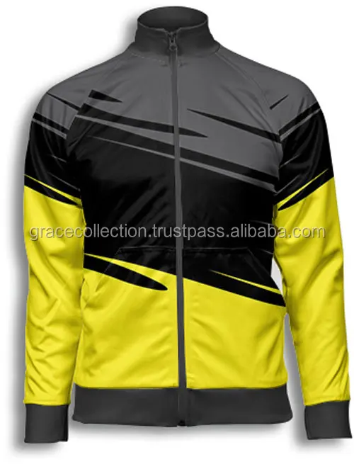 Yellow Grey Contrast Colors Sports Sublimation Team Wear Track Jackets Buy Custom Sublimated