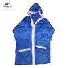 Best Quality custom Blue with white trims boxing robes professional fighter gown boxing