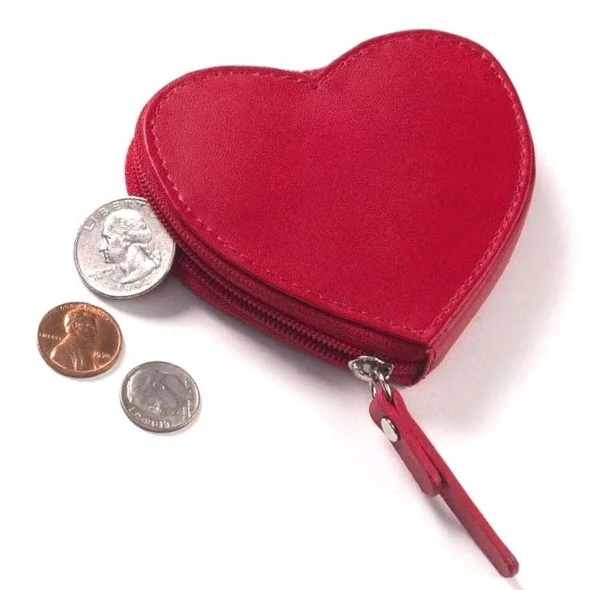 Red leather heart coin purse