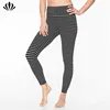 Design your own fitness & yoga wear black stripe compression 7/8 tight woman leggings fitness pants