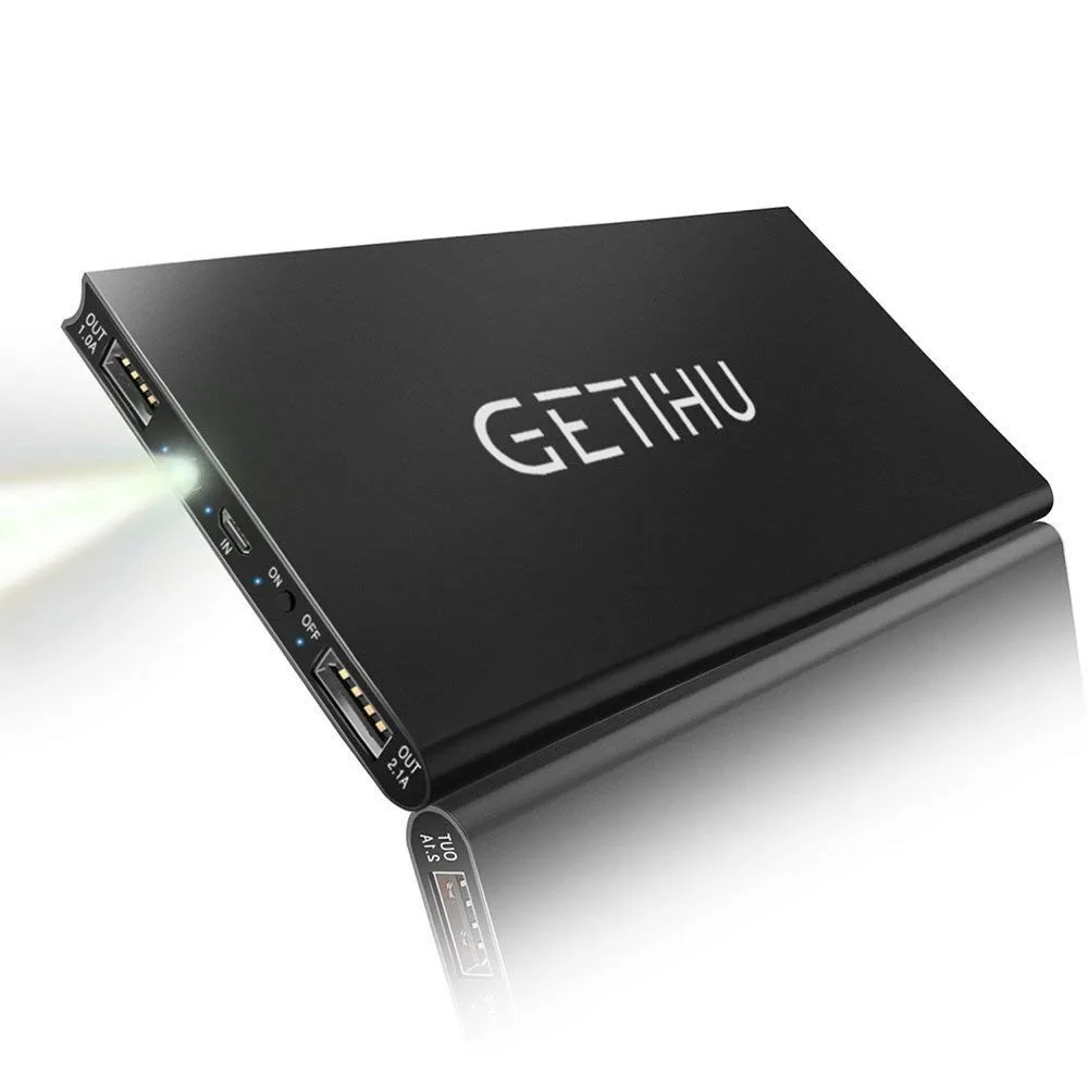 Promotion gift Getihu Phone Charger 10000mAh Portable Power Bank Ultra Slim LED Flashlight External Battery Powerbank - ANKUX.COM