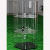 round acrylic jewellery display cases with lock, lucite jewelry showcase with black base