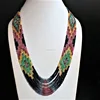 Multi Strand Indian Ruby Emerald Sapphire Gemstone Jewelry Necklace