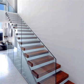 Floating Stairs Construction Details With Wooden Tread Tempered