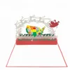 Happy New Year and Xmas Santa Sleigh Fly on US Sky 3D Pop Up Cards
