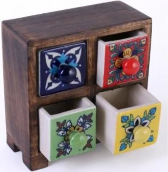 Wooden Chest Of Ceramic Drawers Spice Box Gift Wooden Craft