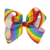 Wholesale 6 Inch Big Rainbow Hair Bows For Girls