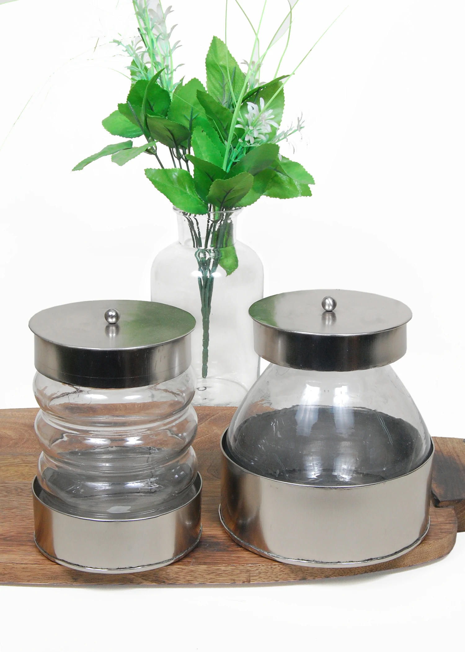 stylish glass jars with metal lids