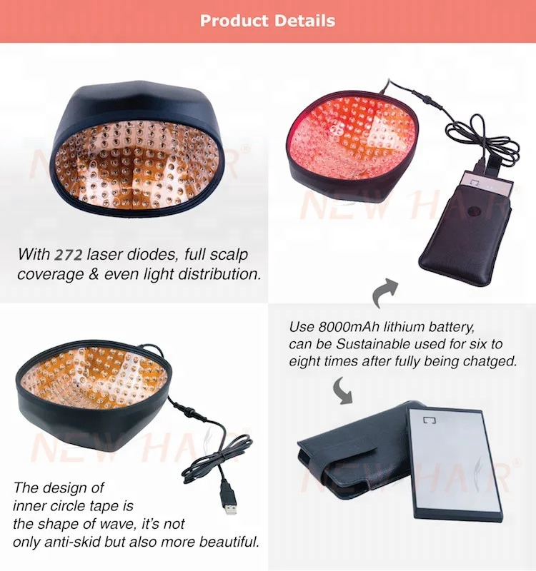 Laser Hair Growth Cap Laser Helmet 272 Diodes For Hair Rejuvenation And