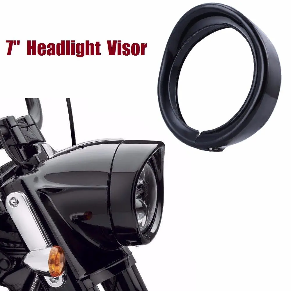 MOTORCYCLE BLACK 7" HEADLIGHT TRIM RING VISOR FOR HARLEY FLH FLHS FLHT ROAD KING 60-13