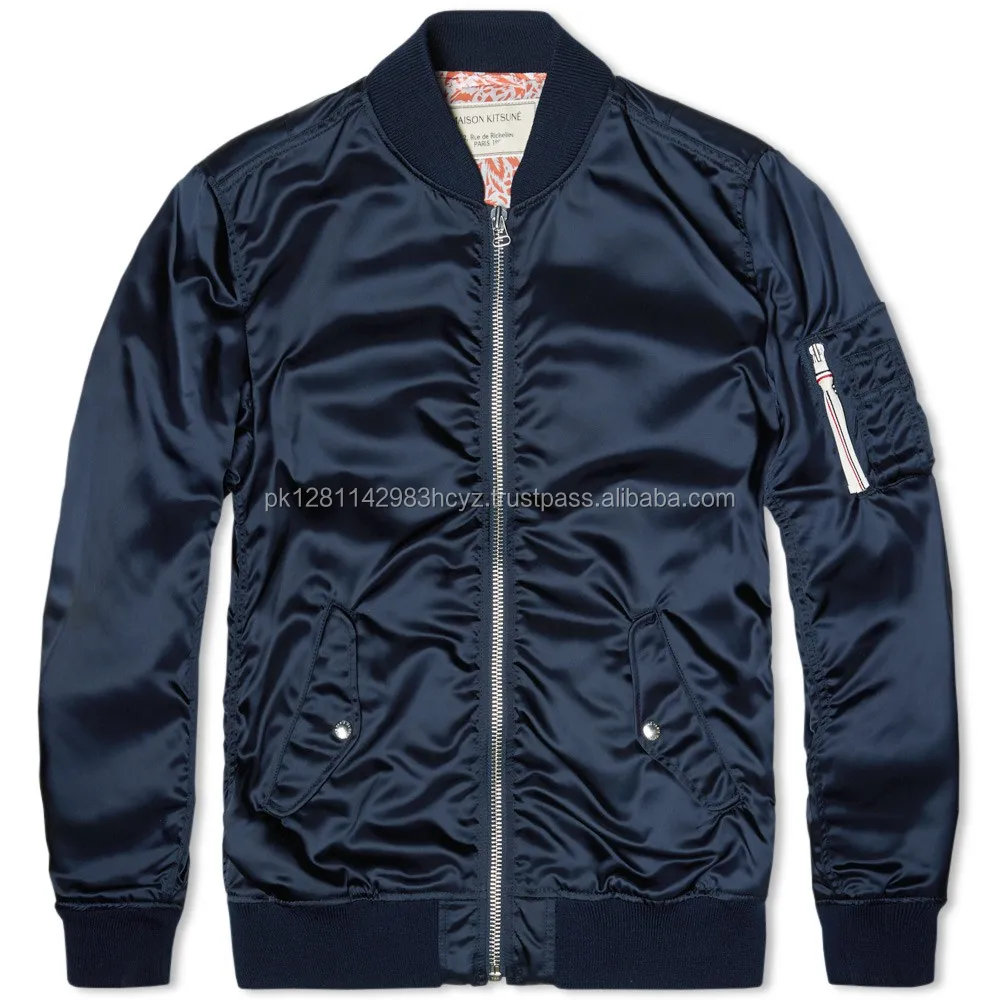 Custom Nylon Plain Black Ma1 Flight Bomber Jacket Mens,Ma1 Bomber