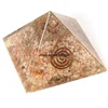 Sunstone Crystal Reiki Meditation Orgone pyramid with copper symbol/By From Jilani