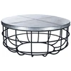 Industrial & vintage antique Copper plated Iron metal Coffee Table with solid mango