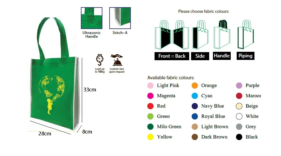 non woven bag size