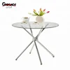 Modern Tempered Glass Steel Round Dining Table