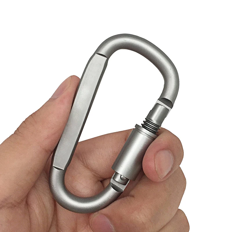 Aluminum D-Ring Screw Locking Carabiner Hook Clip Key Chain Camping Outdoor