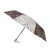 factory wholesale free sample 27" big size 3-folding auto open and close leopard umbrella rain and sun umbrella