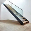 Luxury five star hotel project use natural stone double stringer stairs