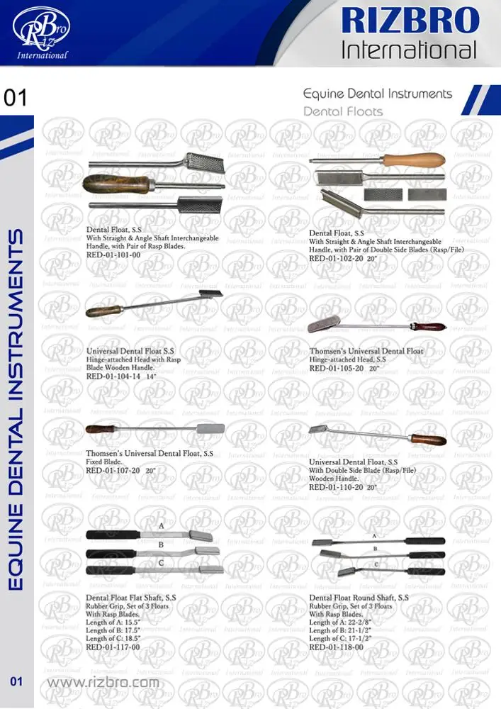 Equine Dental Float Round Shaft Set Of 3 Floats With Rasp Blade Equine