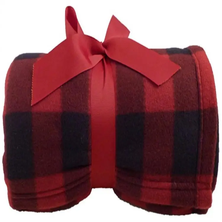 Wholesale Cheap Fleece Plaid Blanket Winter Warm 100 Polyester Bed