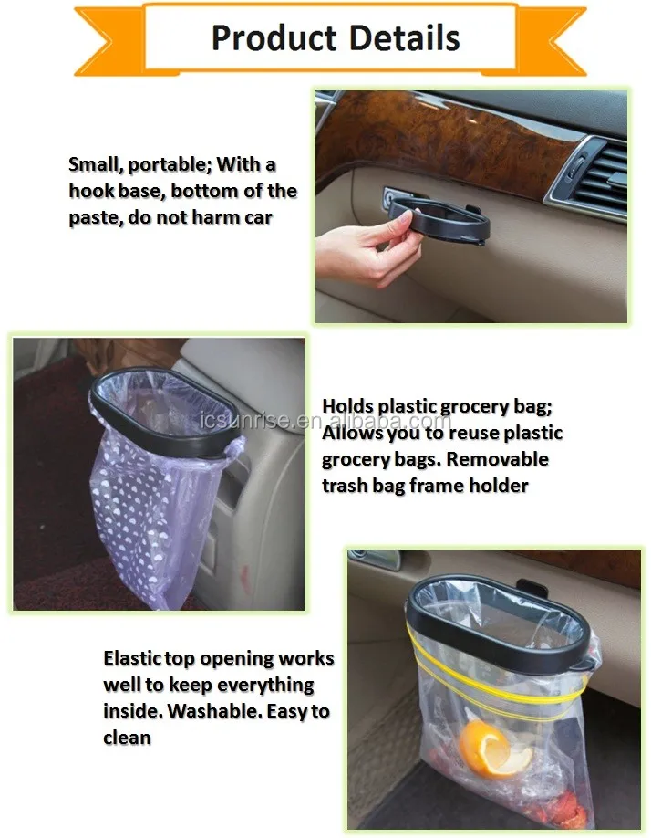 Wholesale Car Plastic Garbage Rubbish Bag Holder Clip, View Car Garbage