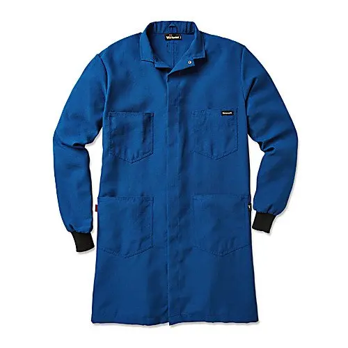 Workrite Uniform 357NX45RBMD 0R Flame-Resistant Lab Coat with Knit Cuffs, Medium Size, 4.5 oz. Nomex IIIA Fabric, Royal Blue