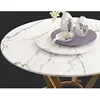 Polishing marble table top one leg dining table stainless steel base with turntable furniture