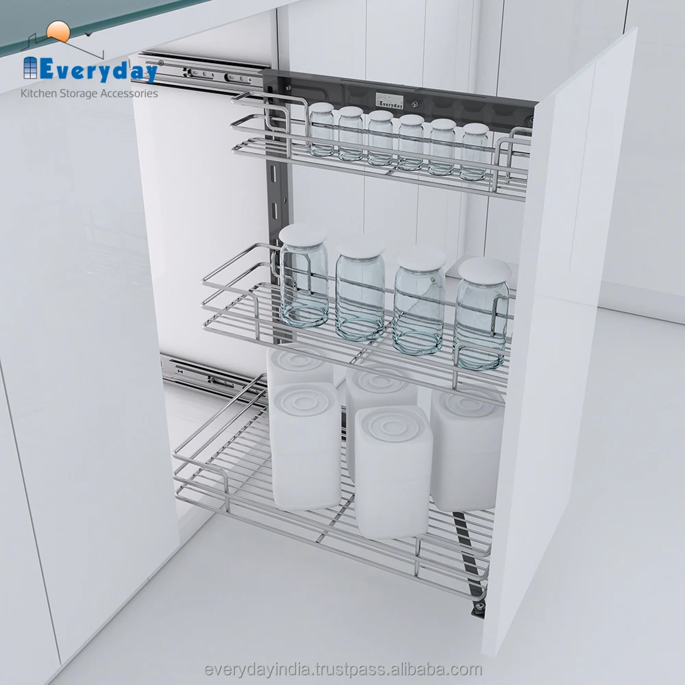 Simple Style Kitchen Wire Drawer Baskets Pull Out Spice Basket