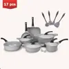 Top Selling Die Cast Aluminium Granite Coating Cookware Set with Silicon Tool Sets
