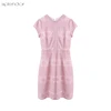 Low Moq Elegent Plus Size Voile Diamonds Denim Short Sleeve Black Prairie Chic Women Single Party Clothing Dress