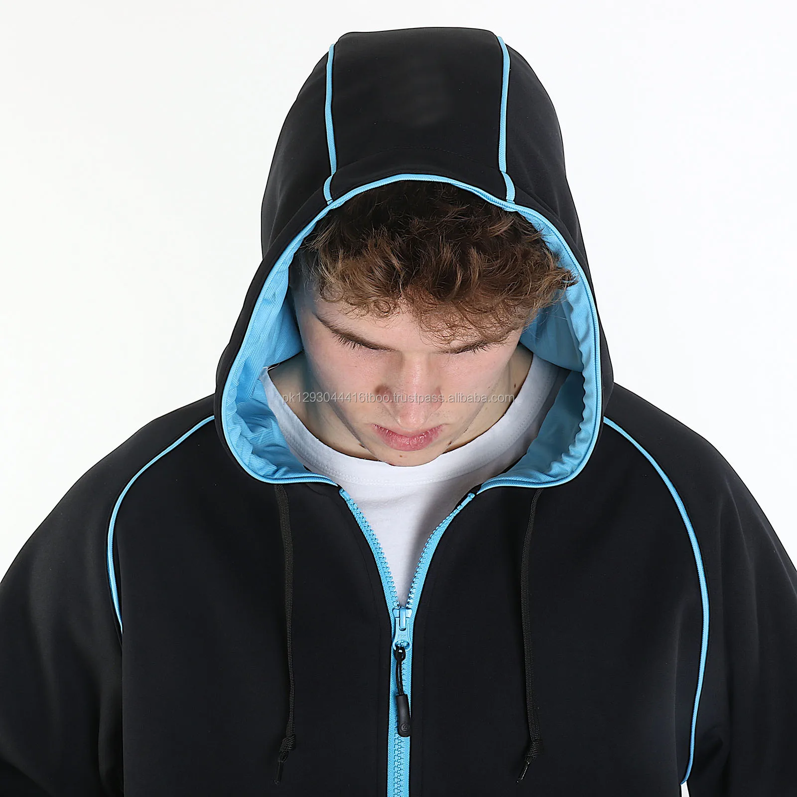 plain blue zip up hoodie