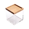 Factory Price Handmade Craft Ash Wooden Lid Clear Acrylic Storage Boxes Bins for Jewelry, Desk Stuffs