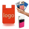 promotional customization pvc silicone phone Card holder wallet smart soft soft plastic stand with 3M sticker wholesale wallet
