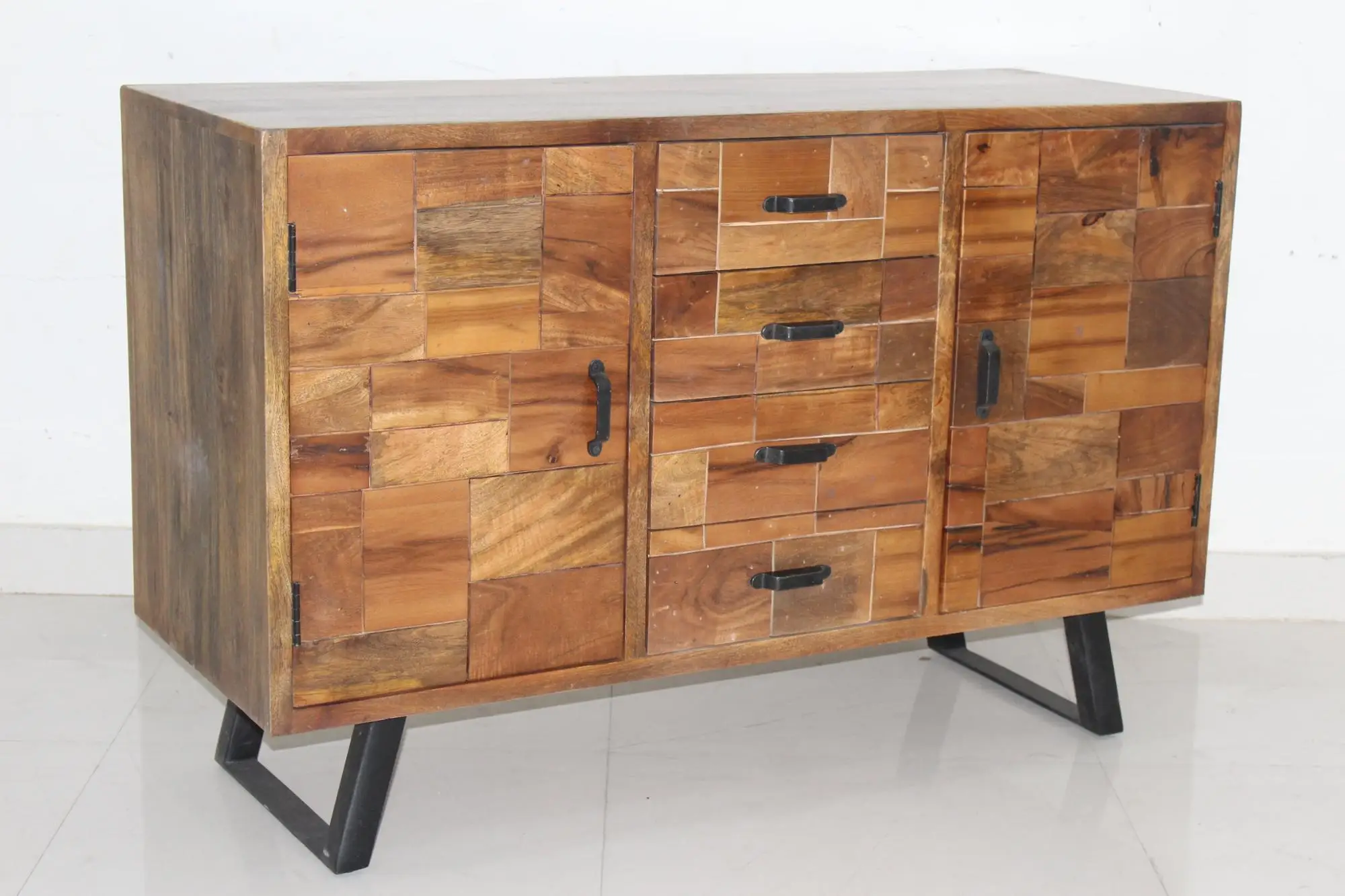 Modern Furniture Sideboard Design With Matt Black Metal Base Industrial